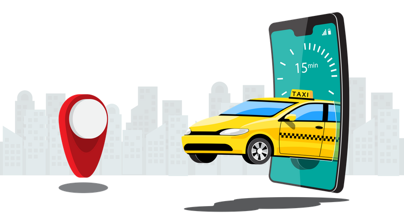 Online Taxi Booking Illustration