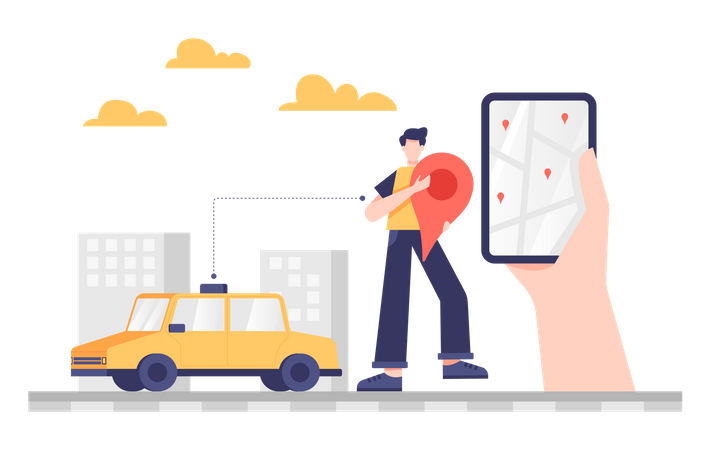 Online taxi Booking Illustration