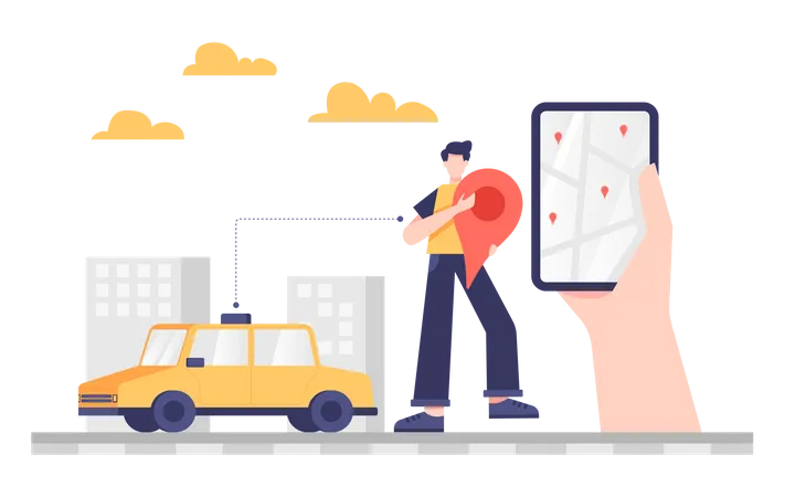 Online taxi Booking Illustration
