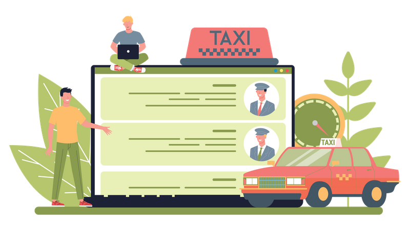 Online Taxi Booking Illustration
