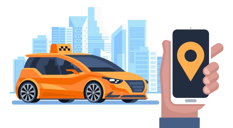 Online Taxi Booking  Illustration