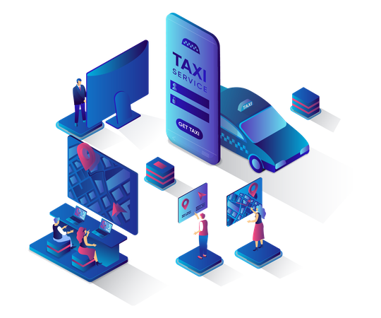 Online Taxi booking app Illustration