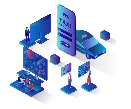 Online Taxi booking app  Illustration