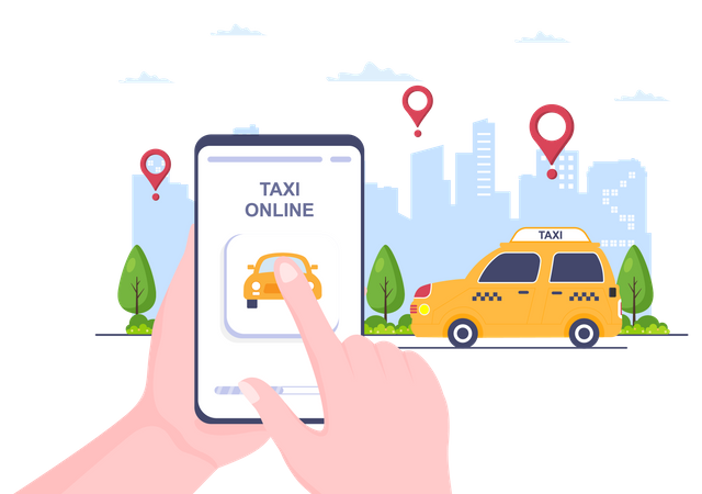 Online taxi booking app  Illustration