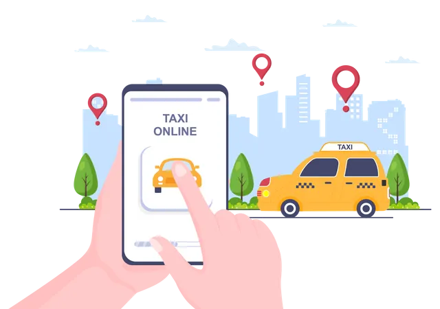 Online taxi booking app  Illustration