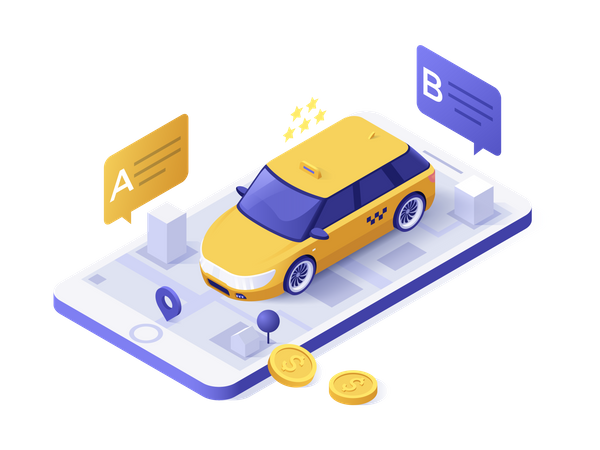 Online Taxi Booking application  Illustration