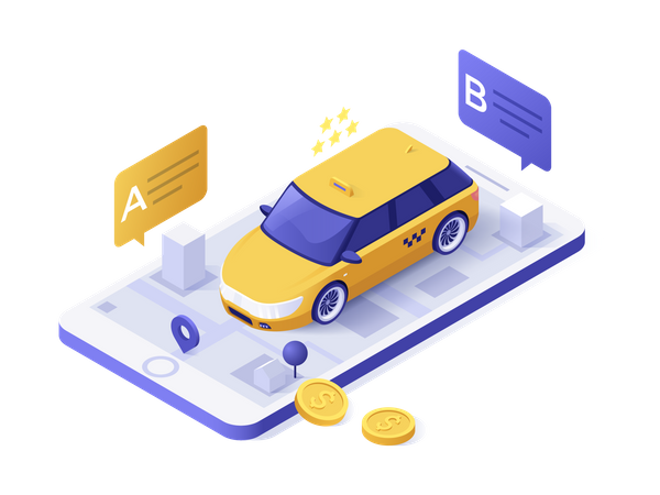 Online Taxi Booking application  Illustration