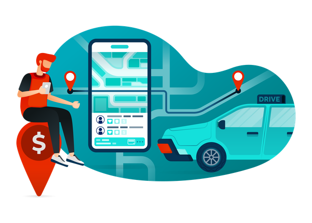 Online taxi booking  Illustration