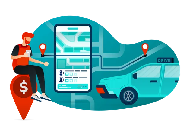 Online taxi booking  Illustration