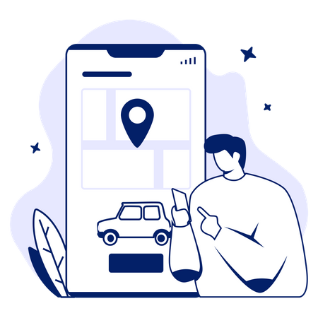 Online taxi booking  Illustration