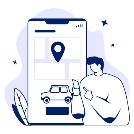 Online taxi booking  Illustration