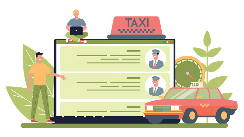 Online Taxi Booking  Illustration