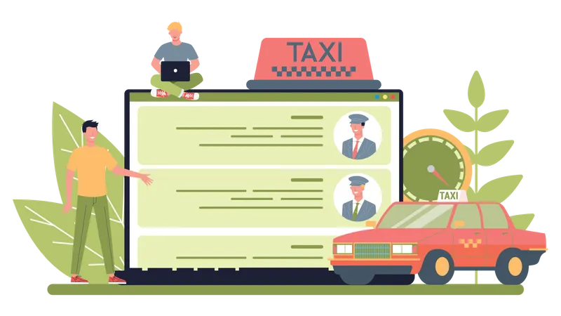 Online Taxi Booking  Illustration