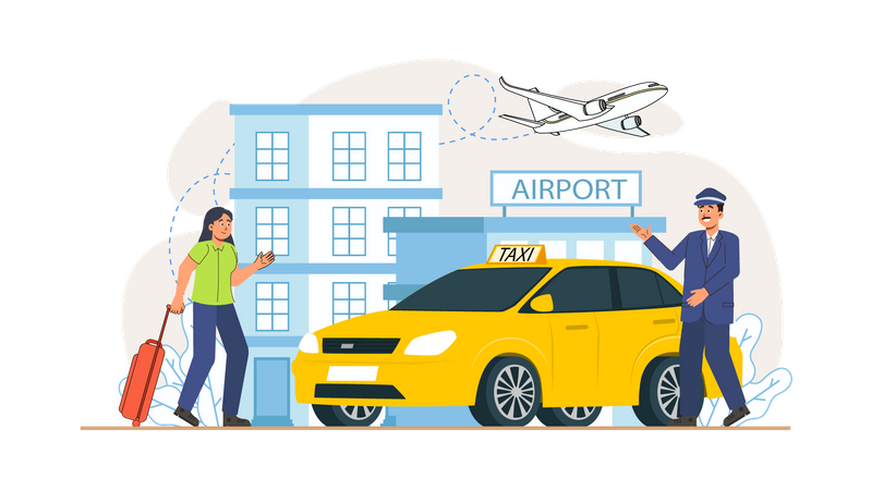 Online Taxi Booking  Illustration