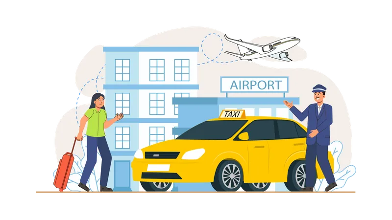 Online Taxi Booking  Illustration