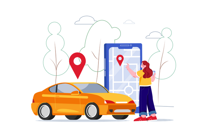 Online Taxi Booking  Illustration