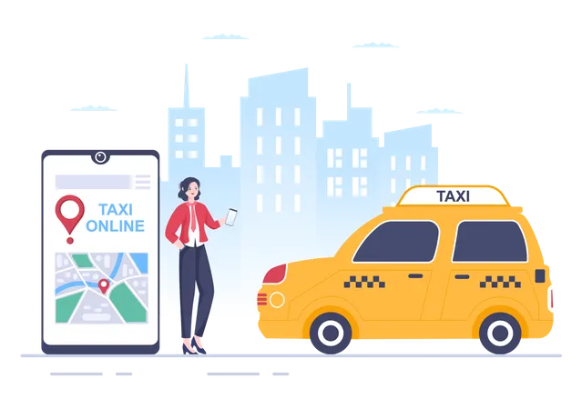 Online taxi booking  Illustration