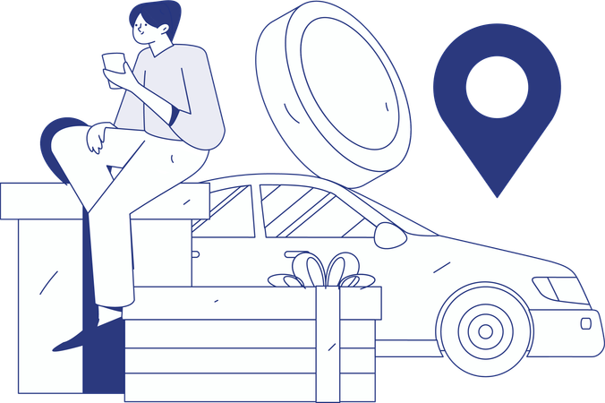 Online Taxi Booking  Illustration