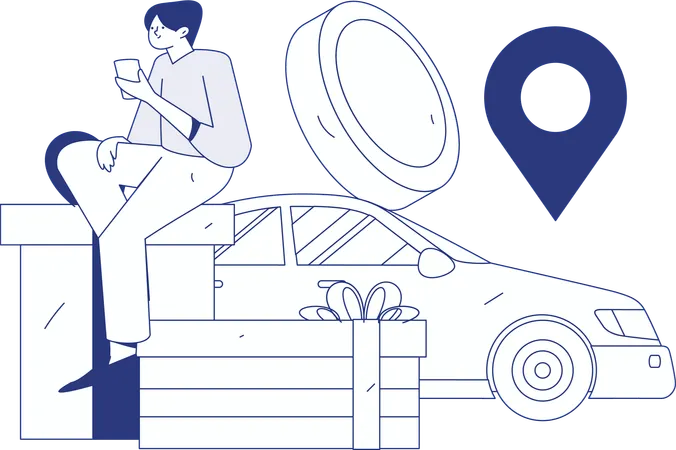 Online Taxi Booking  Illustration