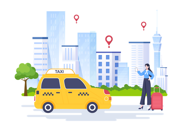 Online taxi booking  Illustration