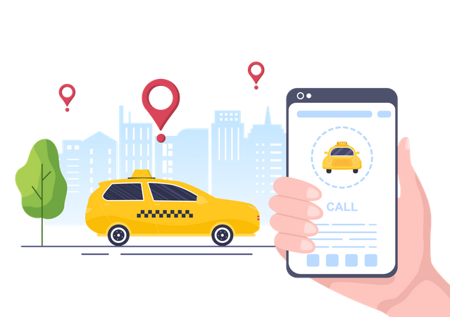 Online taxi booking  Illustration