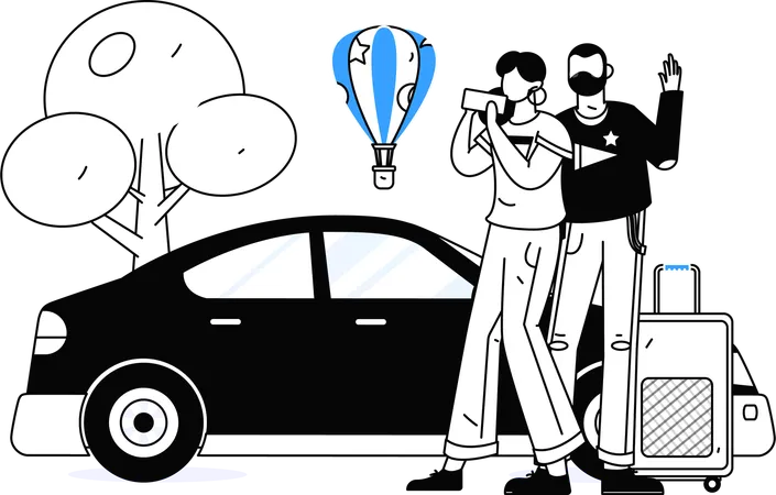 Online Taxi Booking  Illustration