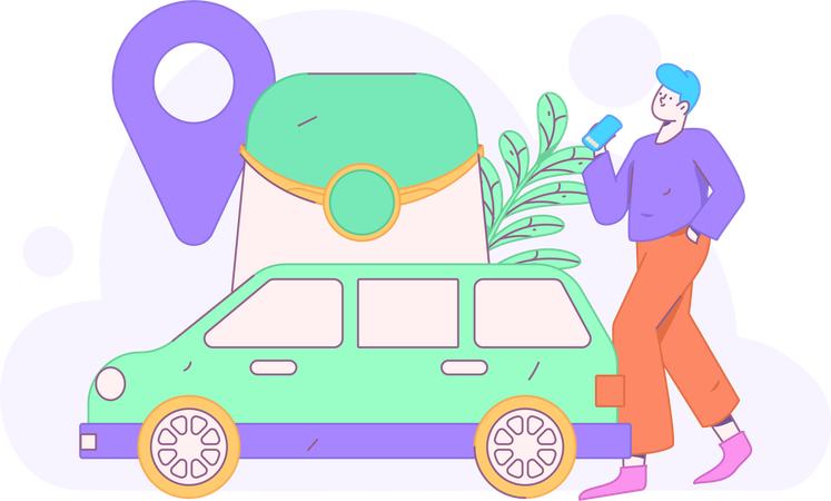 Online Taxi Booking  Illustration