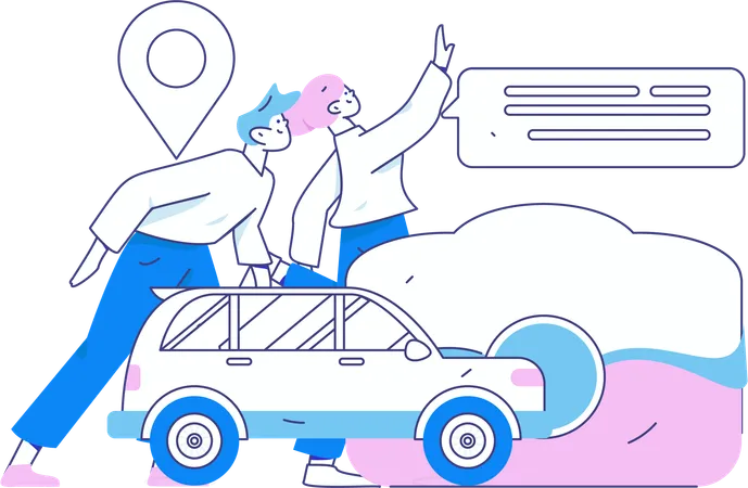 Online Taxi Booking  Illustration