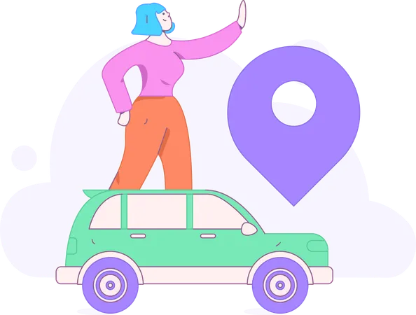 Online Taxi Booking  Illustration