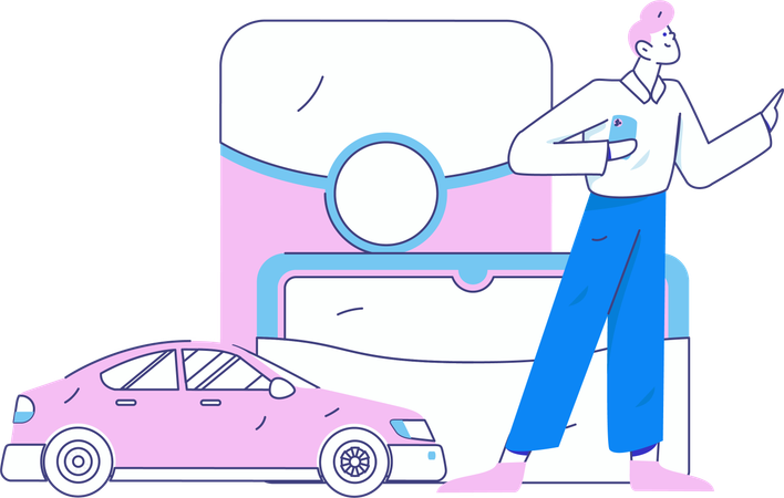 Online Taxi Booking  Illustration