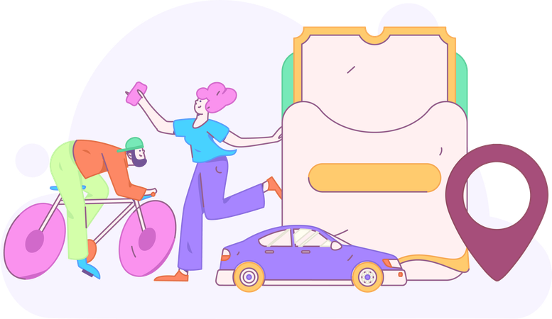 Online Taxi Booking  Illustration