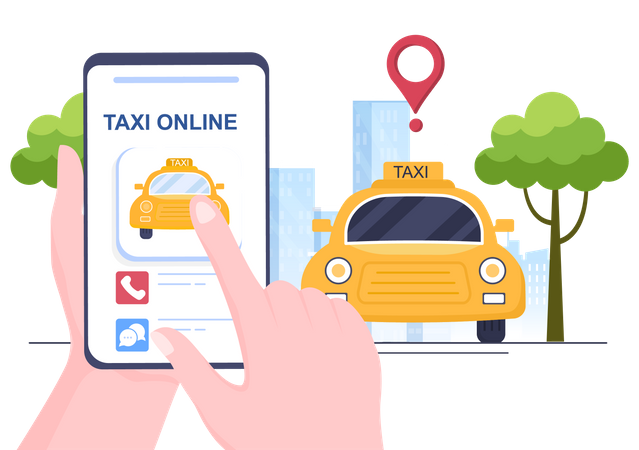 Online taxi booking  Illustration