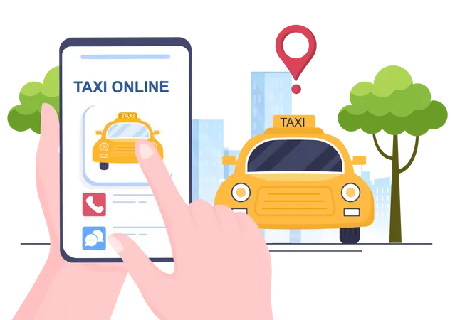 Online taxi booking  Illustration