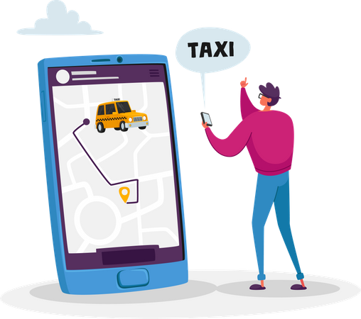 Online taxi booking  Illustration