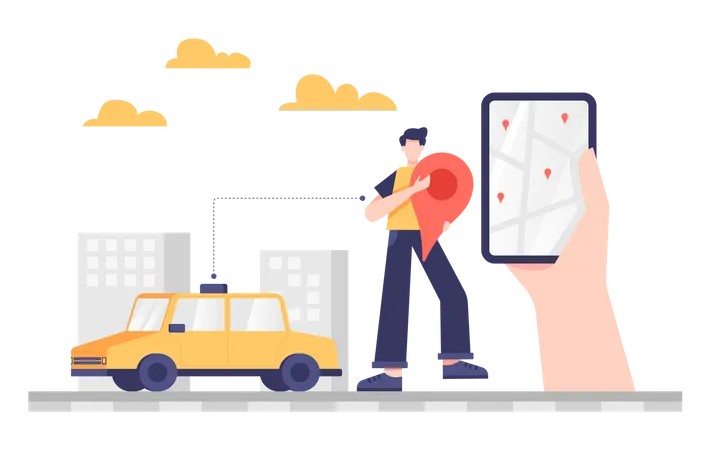 Online taxi Booking  Illustration