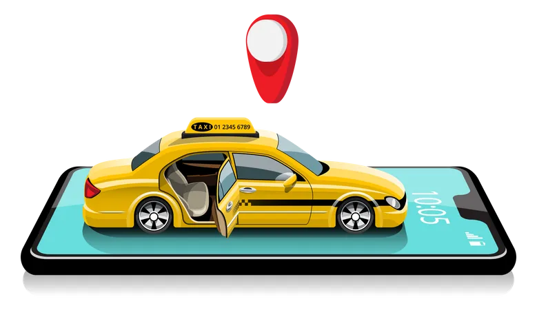 Online Taxi Booking  Illustration