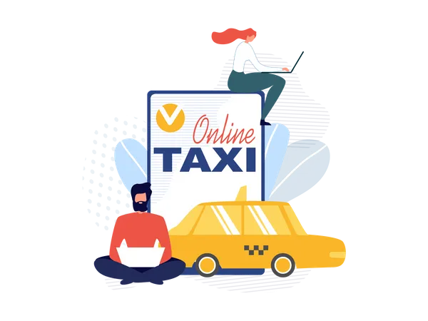Online Taxi booking mobile application Illustration