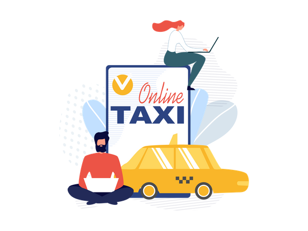Online Taxi booking mobile application  Illustration