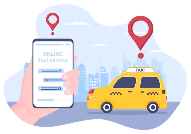 Online taxi booking service  Illustration