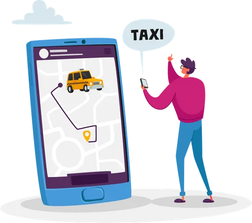 Online-Taxibuchung  Illustration