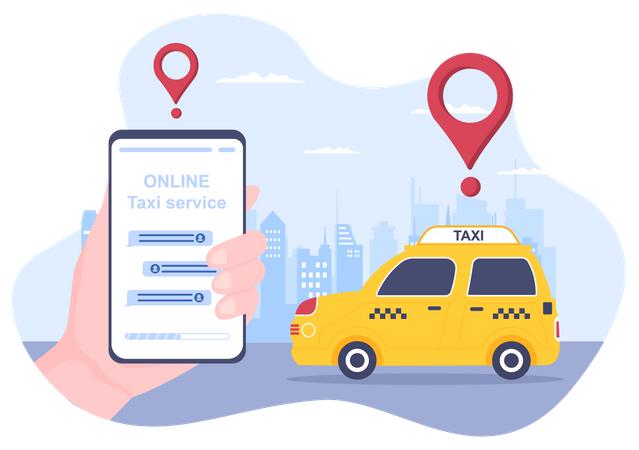Online-Taxibuchungsservice  Illustration