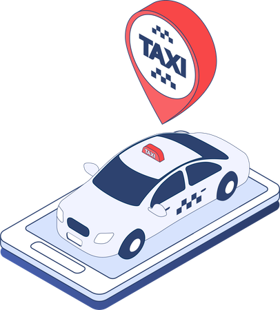 Online taxi location  Illustration