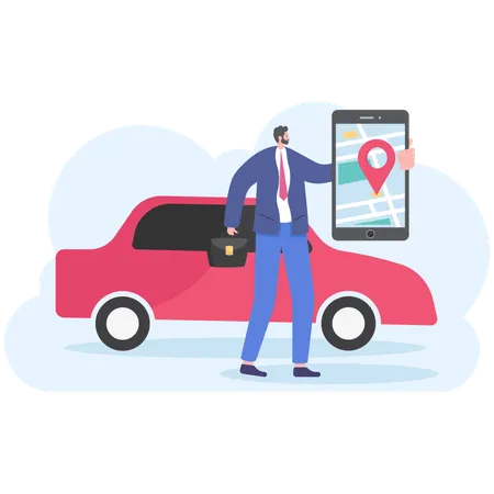 Online-Taxiservice  Illustration