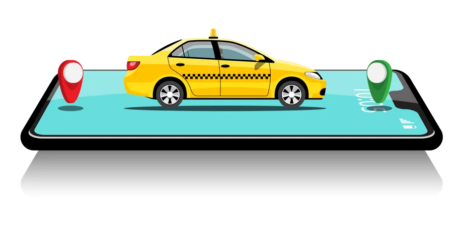 Online Taxi Service Illustration