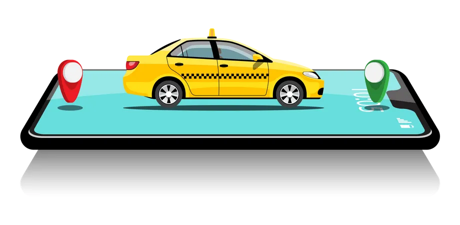 Online Taxi Service  Illustration