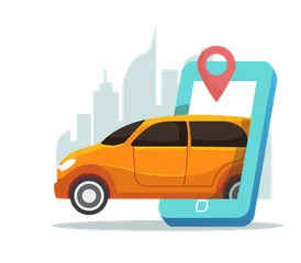 Online Cab Service Illustration Pack