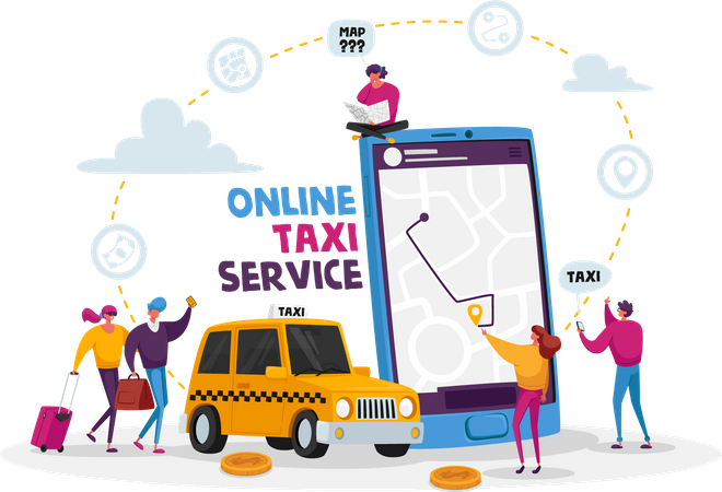 Online taxi service  Illustration