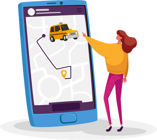 Online taxi tracking Illustration