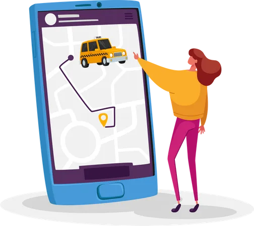 Online taxi tracking Illustration