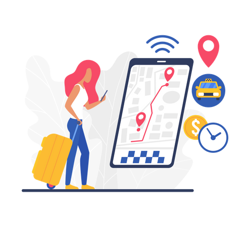 Online taxi tracking  Illustration